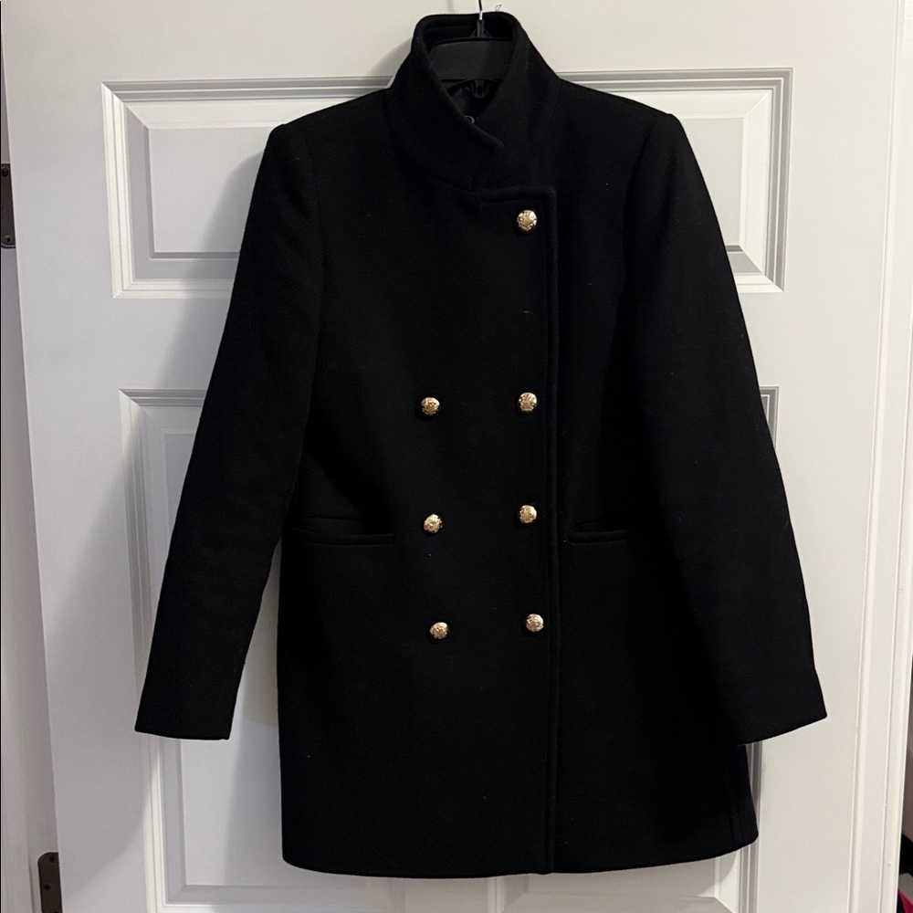 Zara Black Pea Coat with Gold Buttons